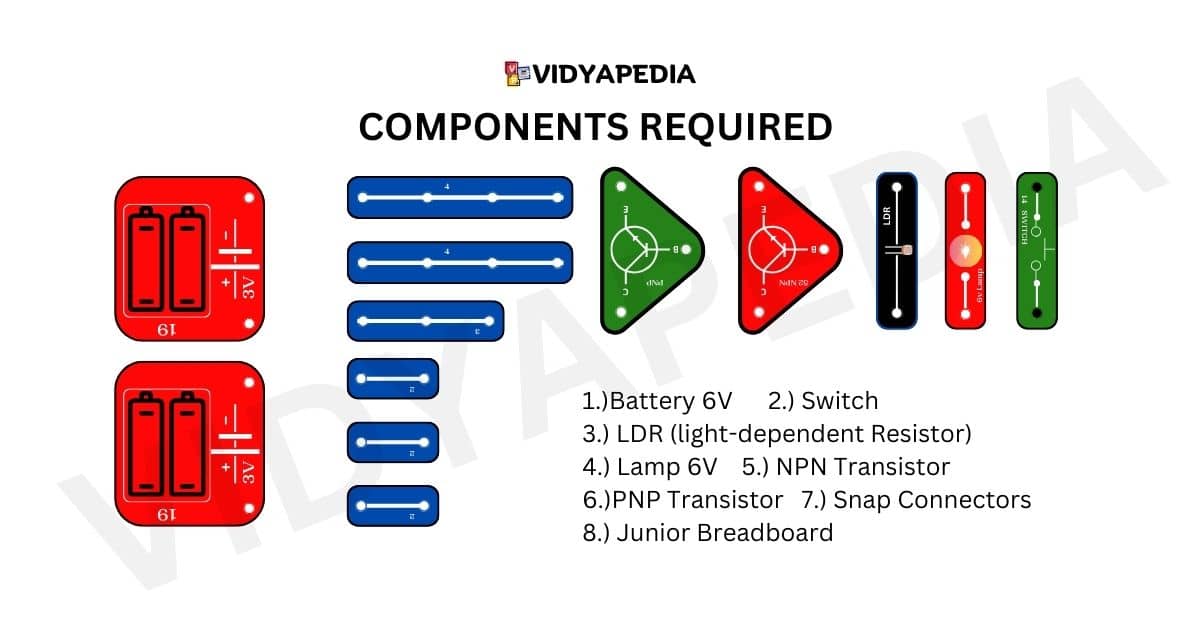 Components required for making light detector circuit